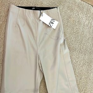 Zara cream leather pants NWT
